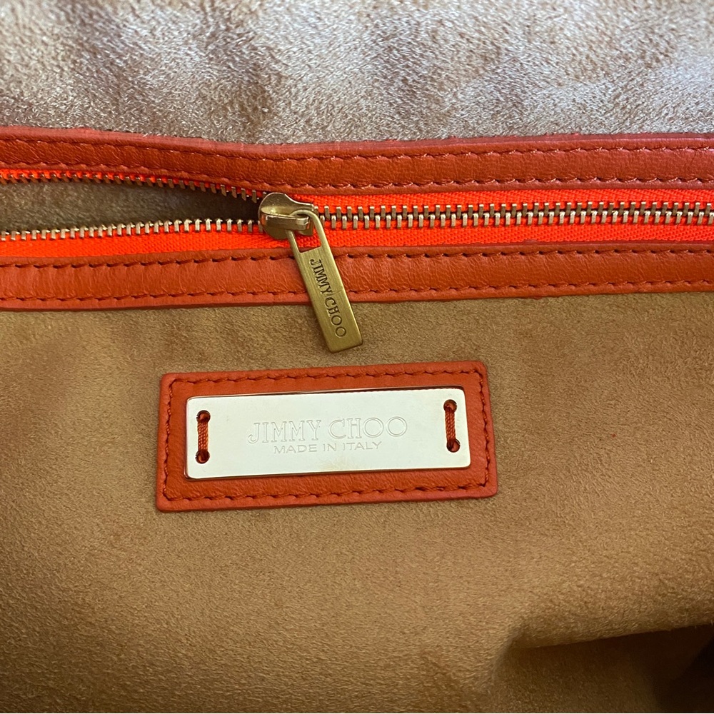 Jimmy Choo neon orange lizard quilted structured bag - Picture 13 of 15